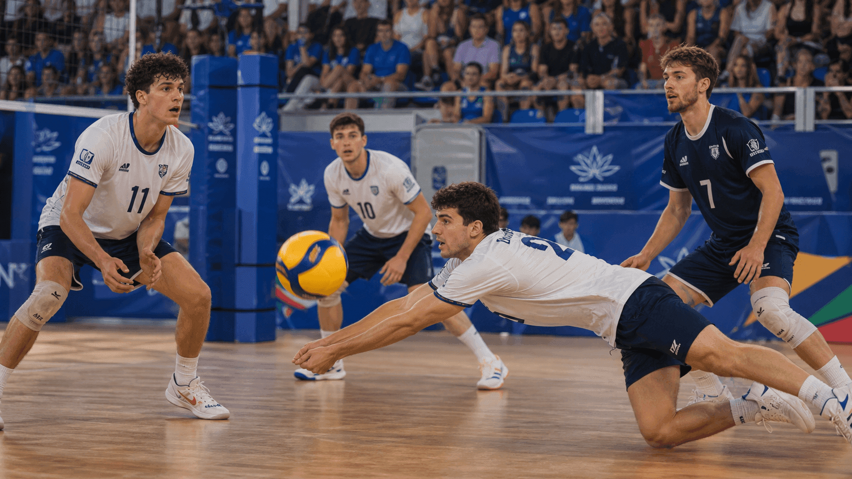 Volleyball match action